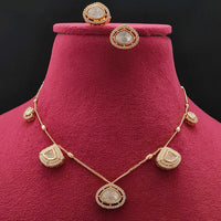 Vivah Creations Gold Plated Polki Kundan Necklace Set