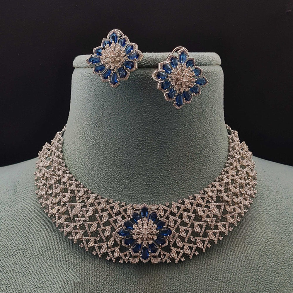 Vivah Creations Premium American Diamond Designer Choker Necklace Set