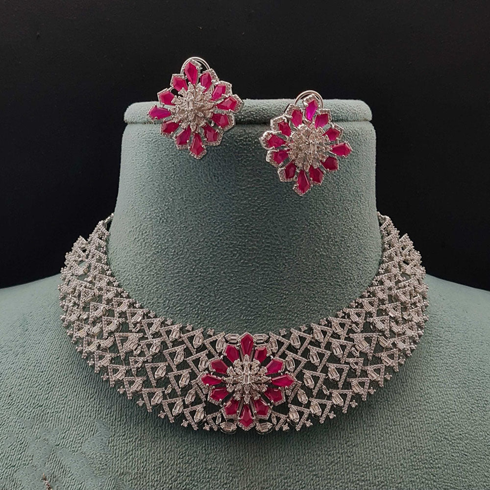 Vivah Creations Premium American Diamond Designer Choker Necklace Set