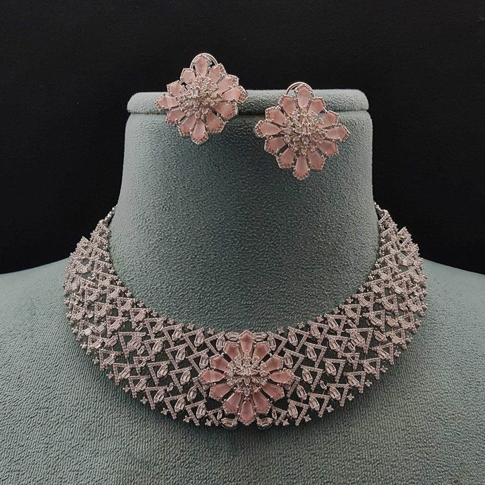 Vivah Creations Premium American Diamond Designer Choker Necklace Set