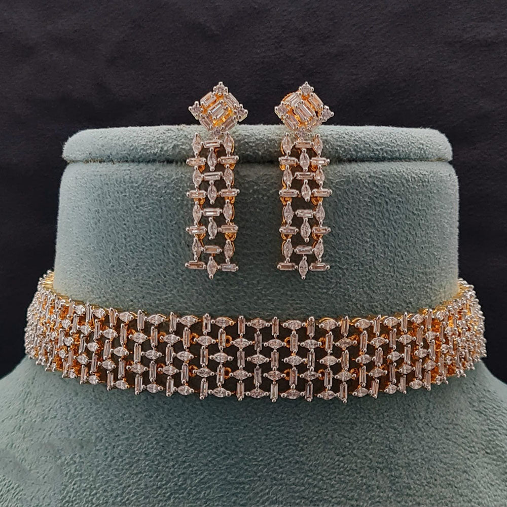 Vivah Creations Premium American Diamond Designer Choker Necklace Set