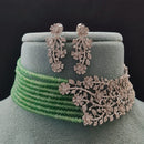 Vivah Creations Floral American Diamond And Pearl Choker Necklace Set