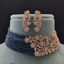 Vivah Creations Floral American Diamond And Pearl Choker Necklace Set