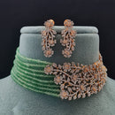 Vivah Creations Floral American Diamond And Pearl Choker Necklace Set