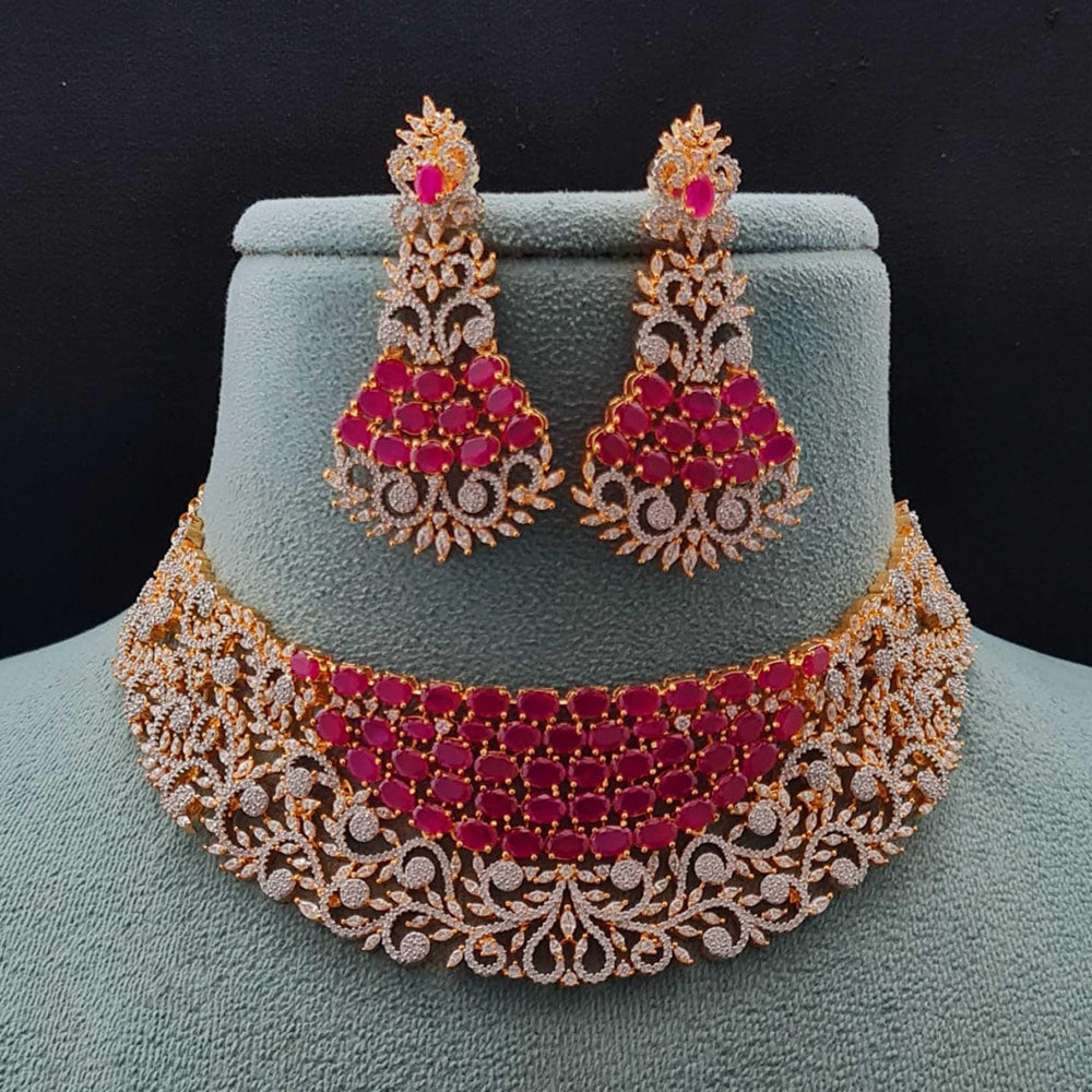 Vivah Creations Premium American Diamond Designer Choker Necklace Set