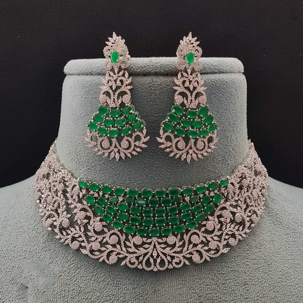 Vivah Creations Premium American Diamond Designer Choker Necklace Set