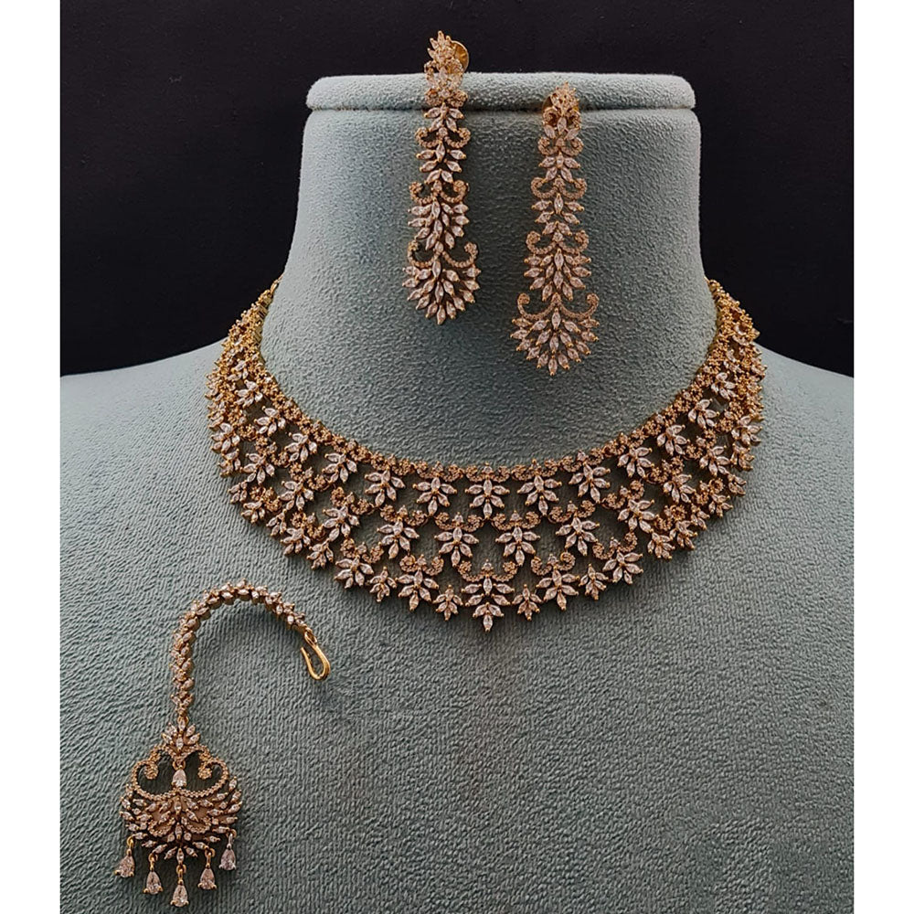 Vivah Creations Premium American Diamond Designer Choker Necklace Set