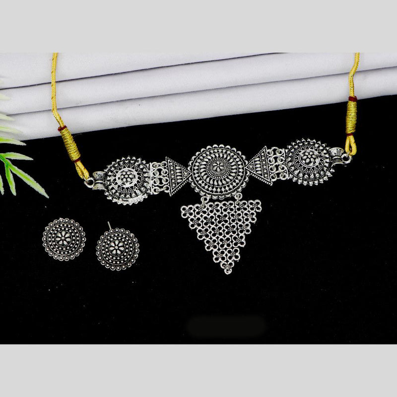 Mahavir Oxidised Plated Choker Necklace Set