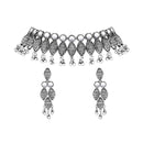 Darshana Jewels Oxidised Plated Mirror Choker Necklace Set