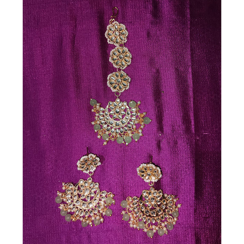Akruti Collection Gold Plated Dangler Earrings With Maangtikka