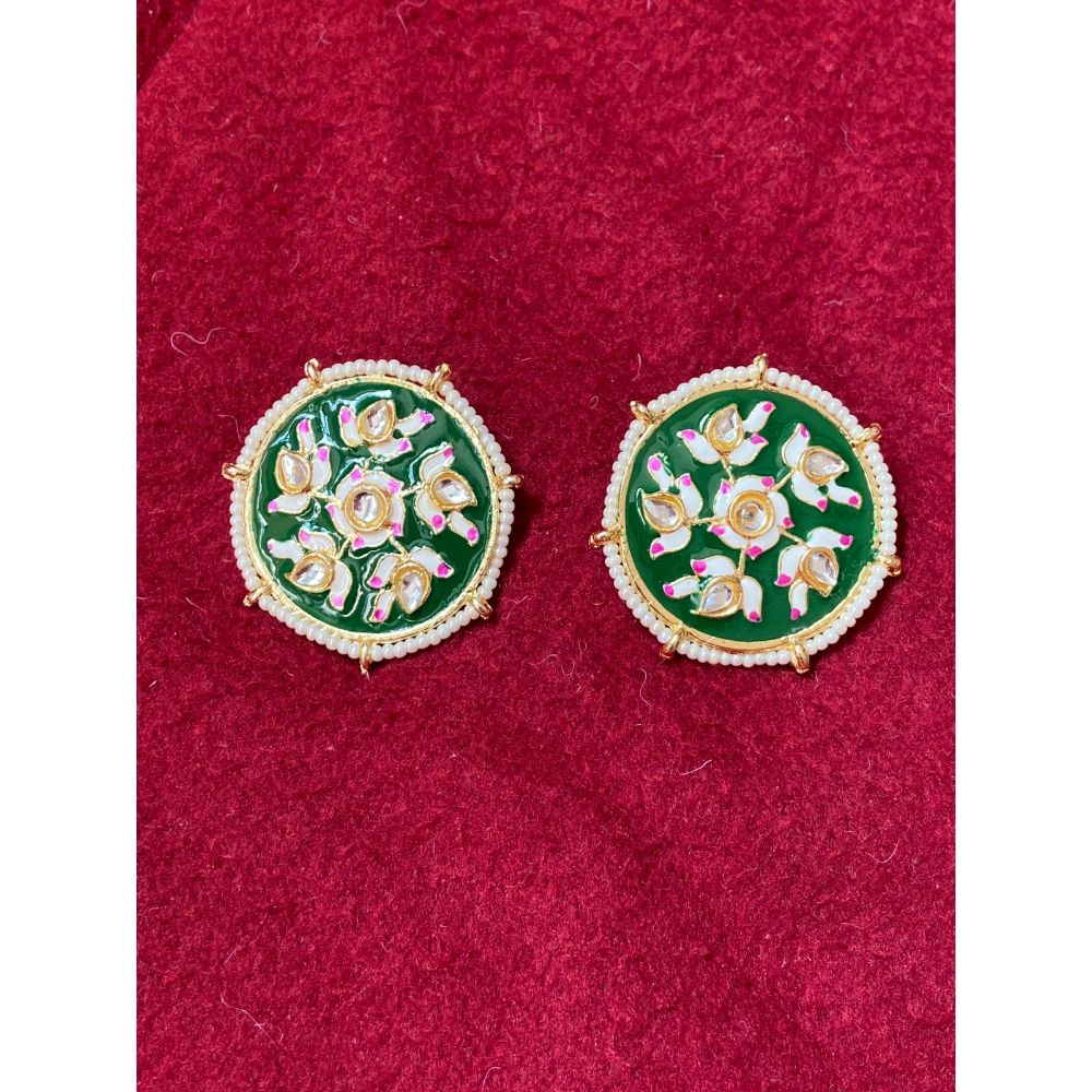Akruti Collection Gold Plated Assorted Color Meenakari Stud Earrings