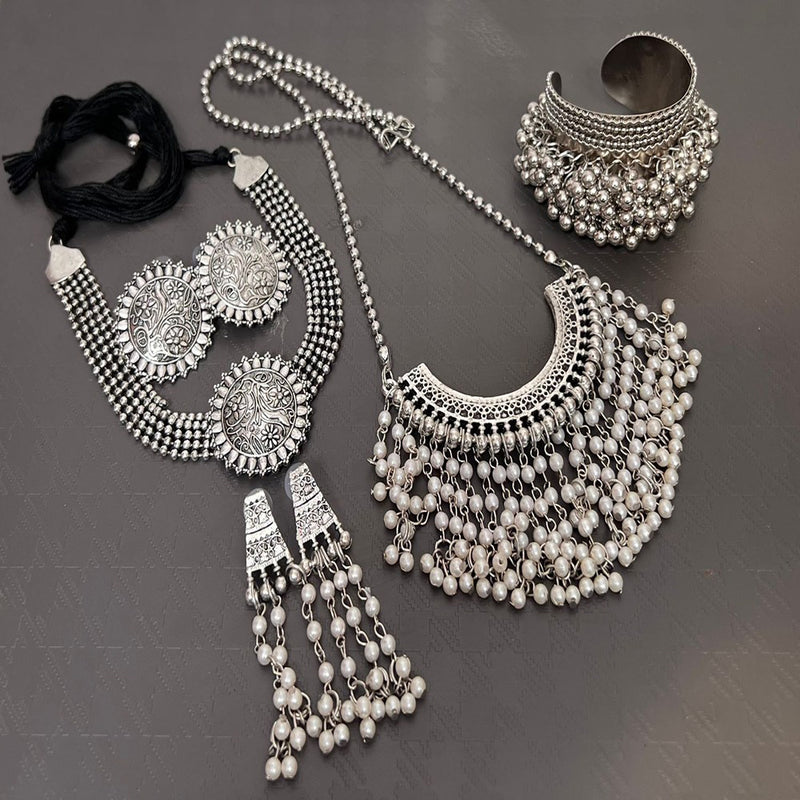 Akruti Collection Oxidised Plated Combo Set