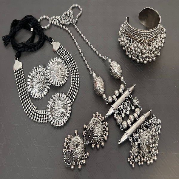 Akruti Collection Oxidised Plated Combo Set