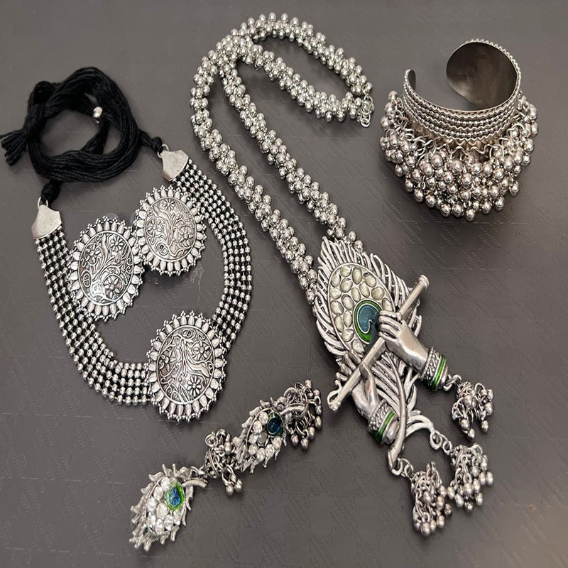 Akruti Collection Oxidised Plated Combo Set