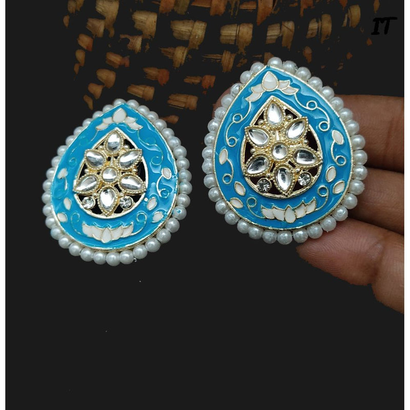 Akruti Collection Gold Plated Meenakari Stud Earrings