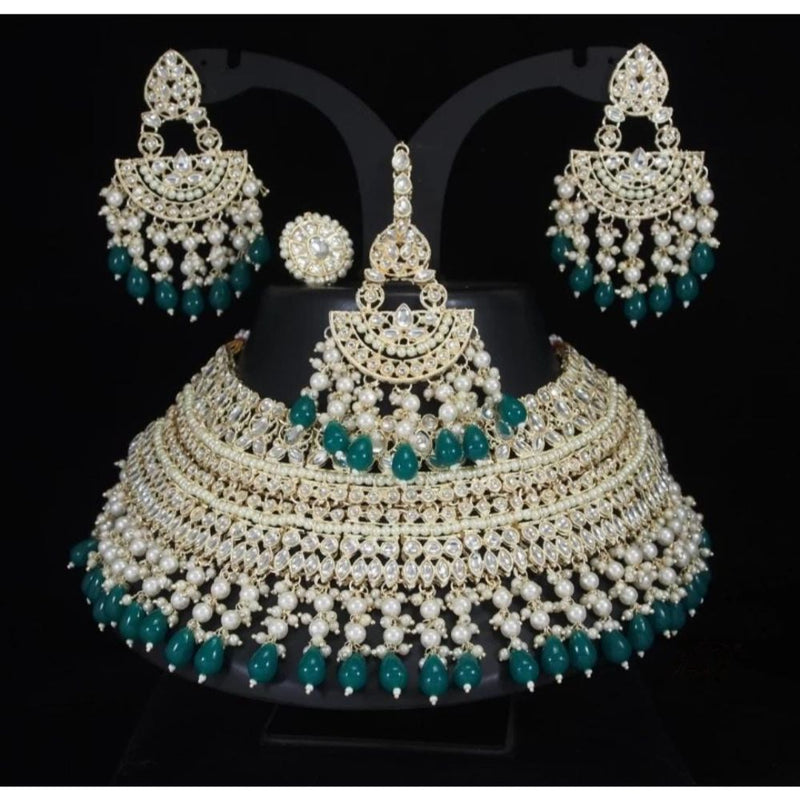 Akruti Collection Gold Plated Kundan Stone Necklace Set