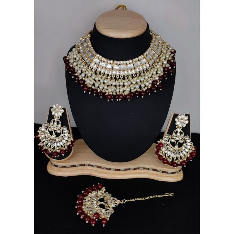 Akruti Collection Gold Plated Kundan  Necklace Set