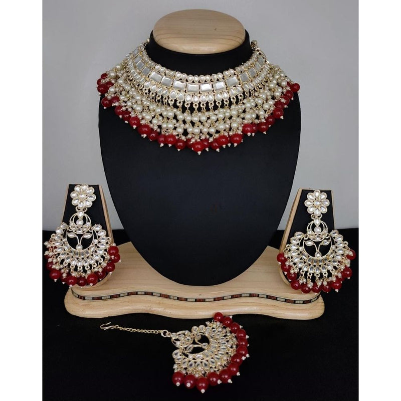 Akruti Collection Gold Plated Kundan  Necklace Set