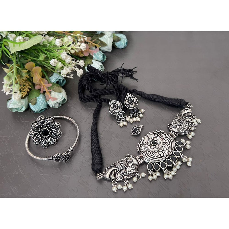 Akruti Collection Oxidised Combo Set