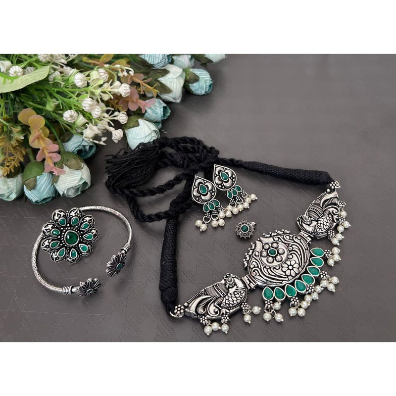 Akruti Collection Oxidised Combo Set