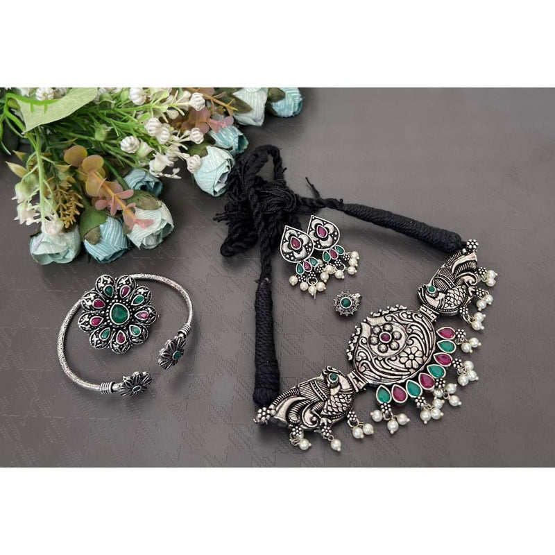 Akruti Collection Oxidised Combo Set