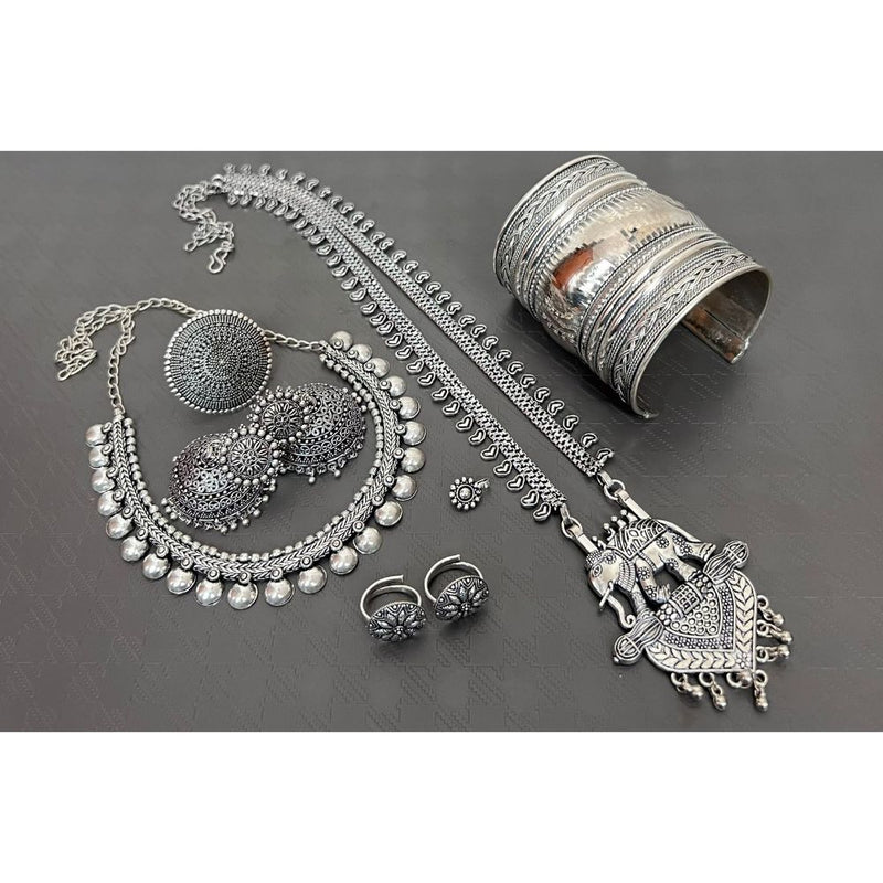 Akruti Collection Oxidised Plated Combo Set