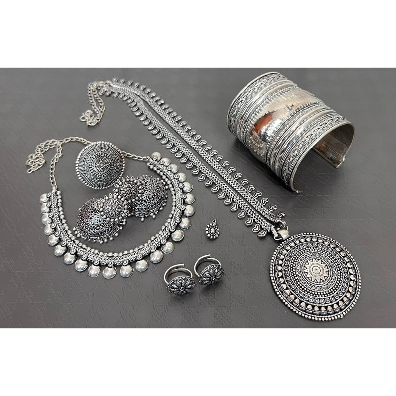 Akruti Collection Oxidised Plated Combo Set