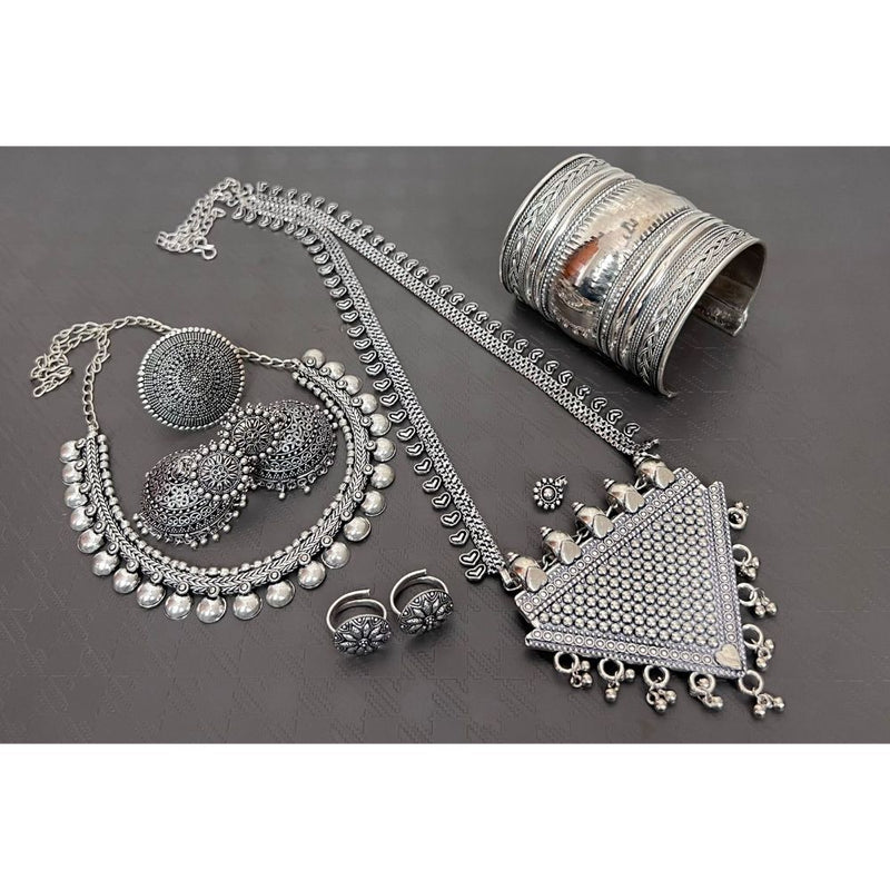 Akruti Collection Oxidised Plated Combo Set