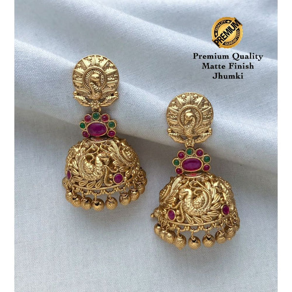 Akruti Collection Gold Plated Pota Stone Jhumki Earrings