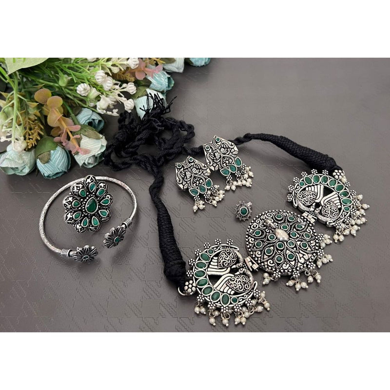 Akruti Collection Oxidised Plated Combo Set