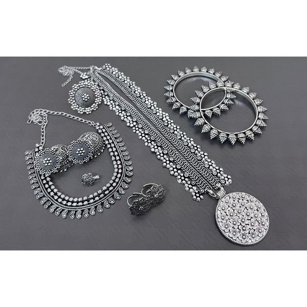 Akruti Collection Oxidised Plated Combo Set