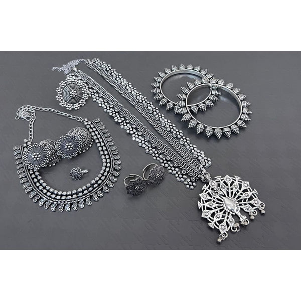 Akruti Collection Oxidised Plated Combo Set