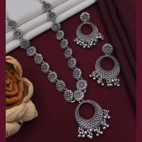 Akruti Collection Oxidised Long Necklace Set