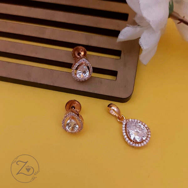 Akruti Collection Rose Gold Plated Pendant Set