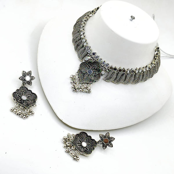 Akruti Collection Oxidised Plated Choker Necklace Set