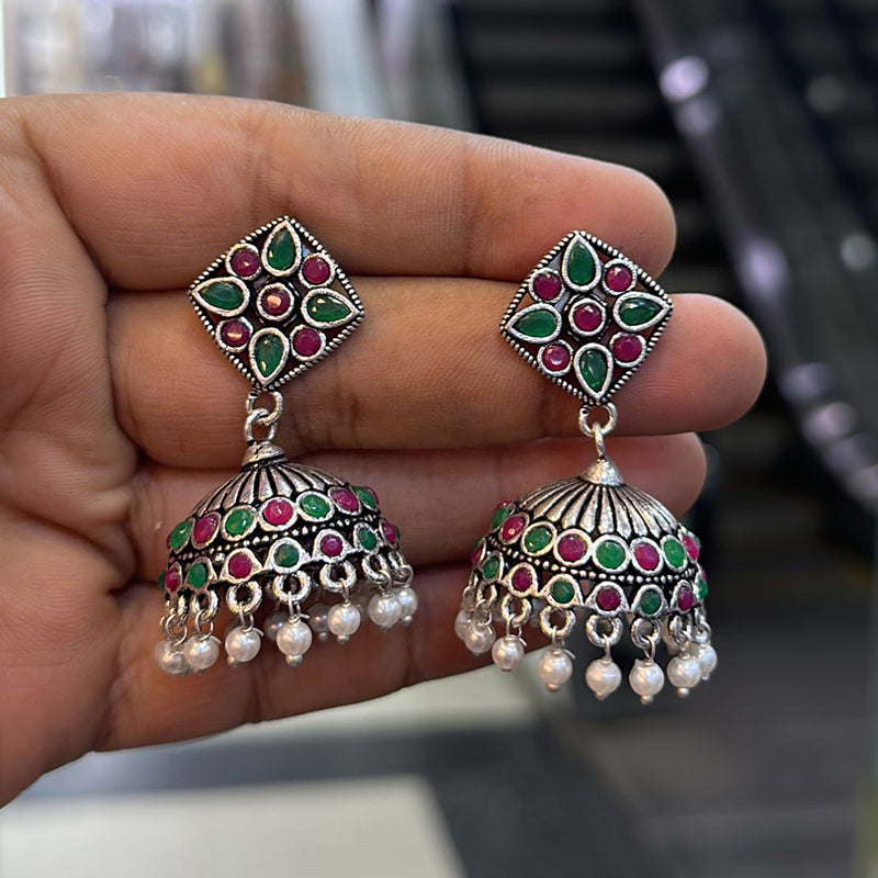 Akruti Collection Oxidised Plated Jhumki Earrings