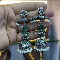 Akruti Collection Oxidised Plated Jhumki Earrings