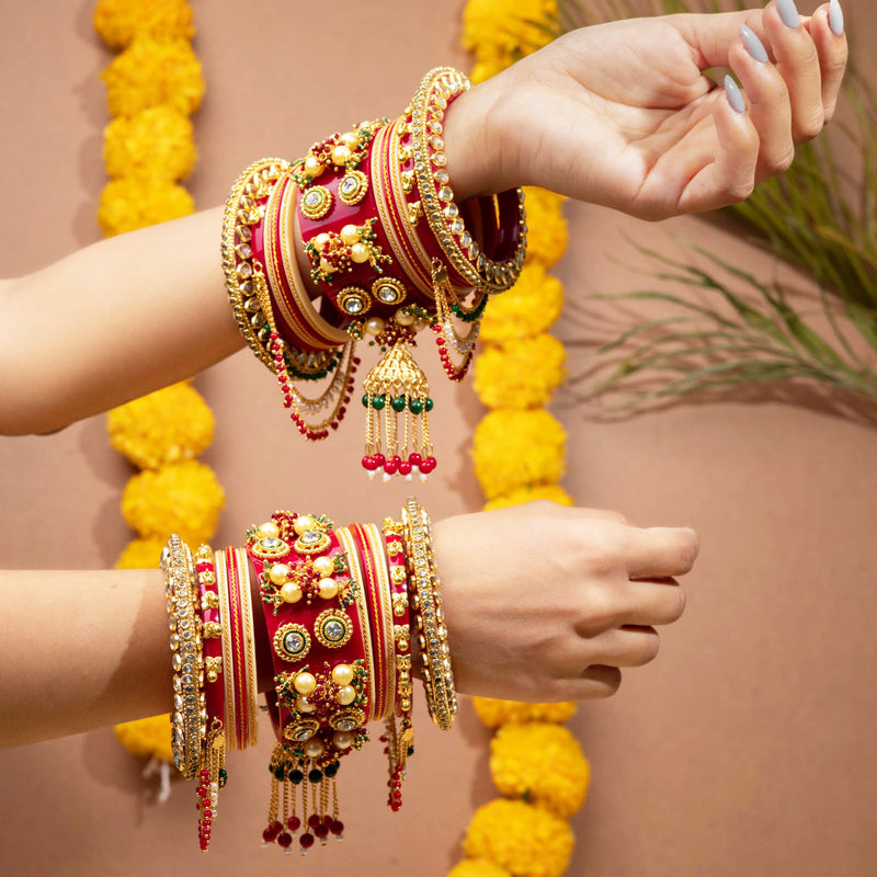 Akruti Collection Gold Plated Bangles Set