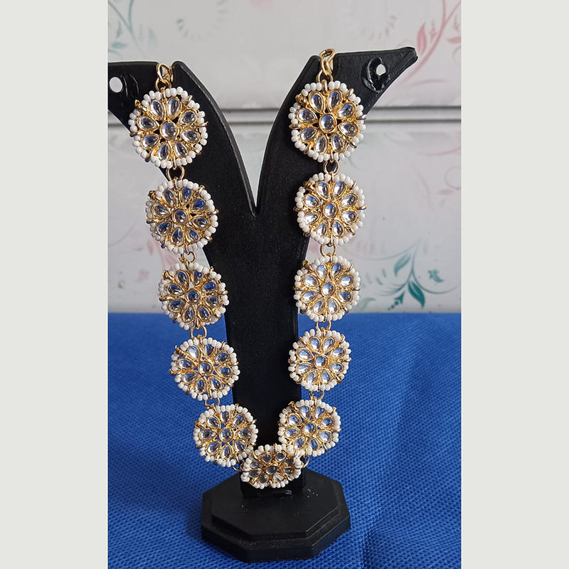 Akruti Collection Gold Plated Kundan Stone Sheeshphool