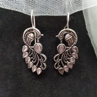 Akruti Collection Oxidised Plated Peacock Earrings