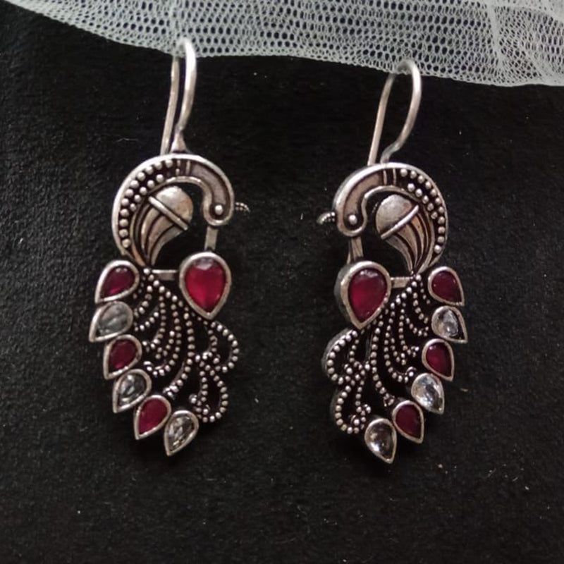 Akruti Collection Oxidised Plated Peacock Earrings