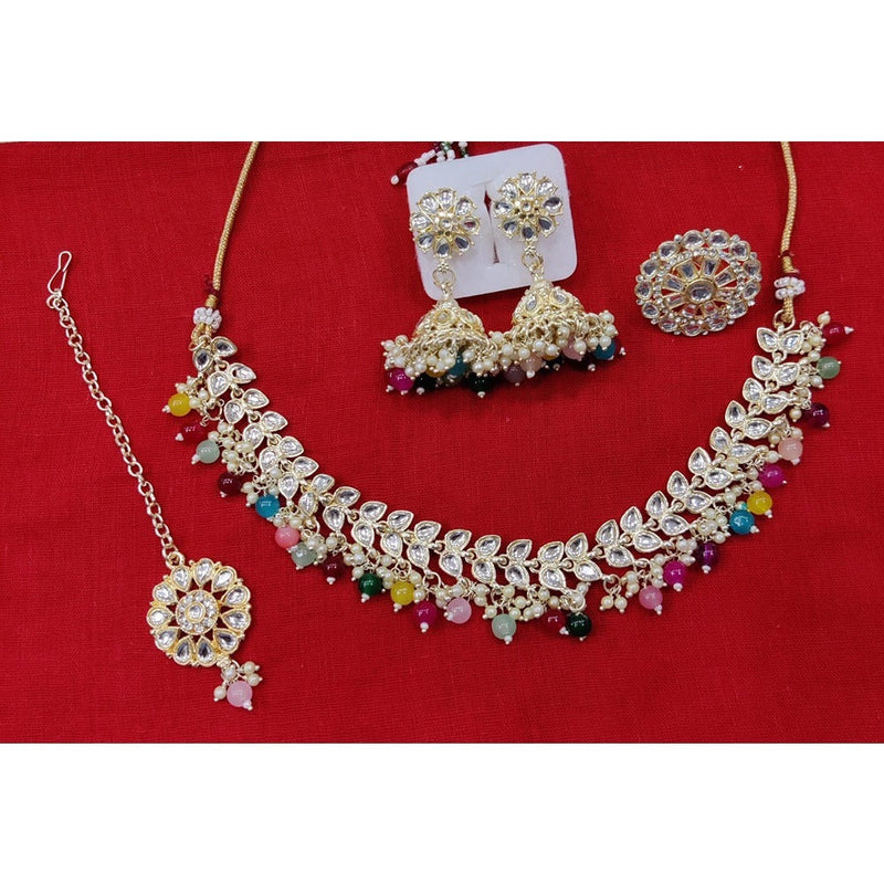 Akruti Collection Gold Plated Kundan Necklace Set