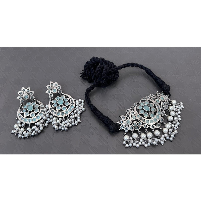 Akruti Collection Oxidised Plated Choker Necklace Set