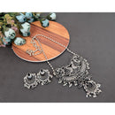Akruti Collection Oxidised Plated Peacock Long Necklace Set