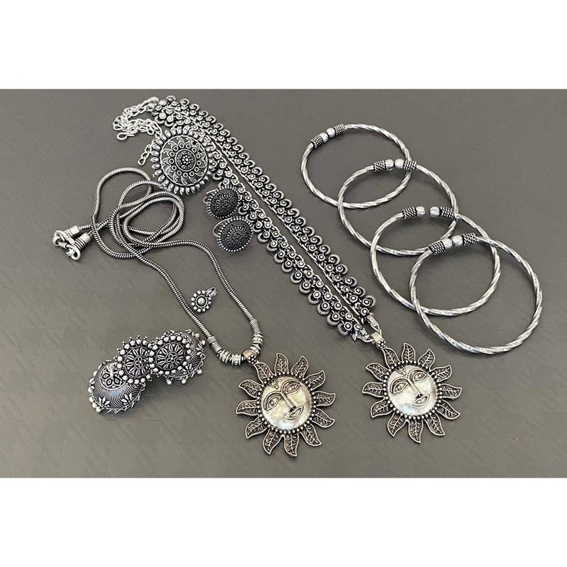 Akruti Collection Oxidised Plated Combo Set