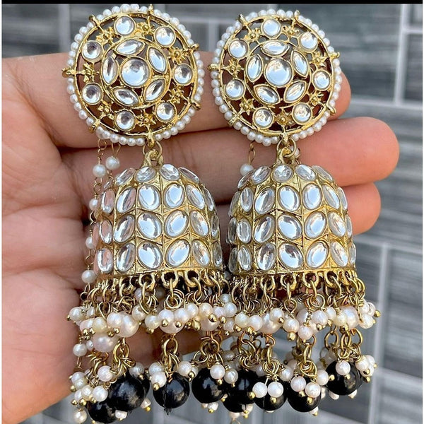 Akruti Collection Gold Plated Kundan Kanchain Jhumki Earrings