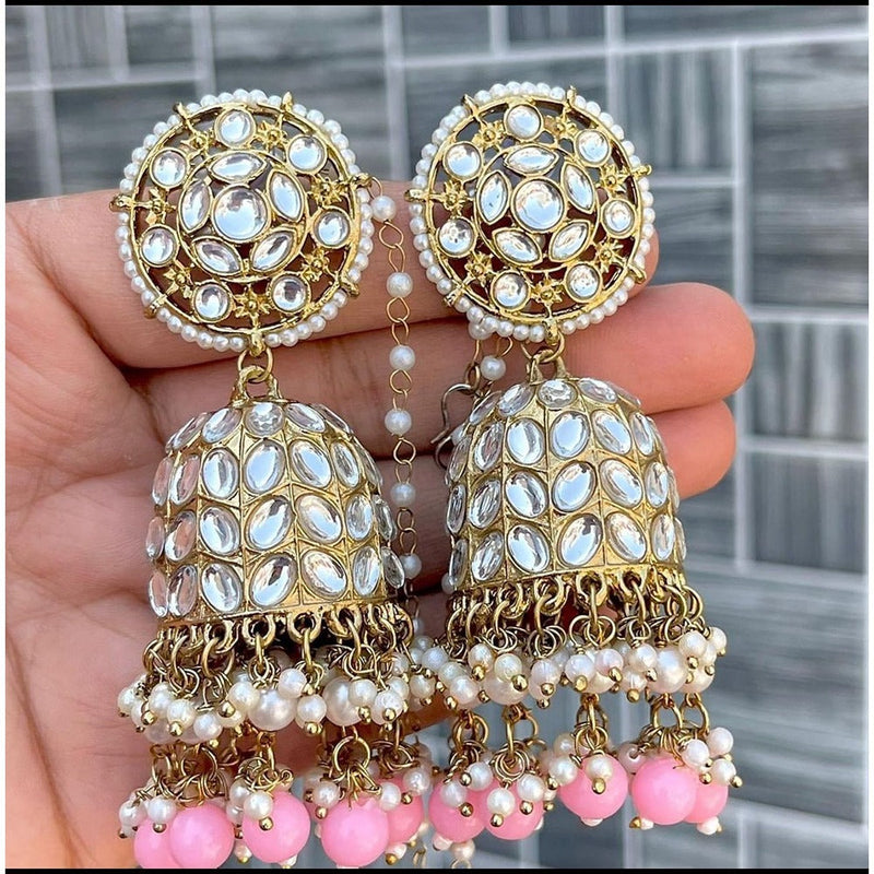 Akruti Collection Gold Plated Kundan Kanchain Jhumki Earrings