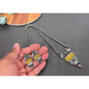 Akruti Collection Oxidised Plated Pota Stone Long Necklace Set