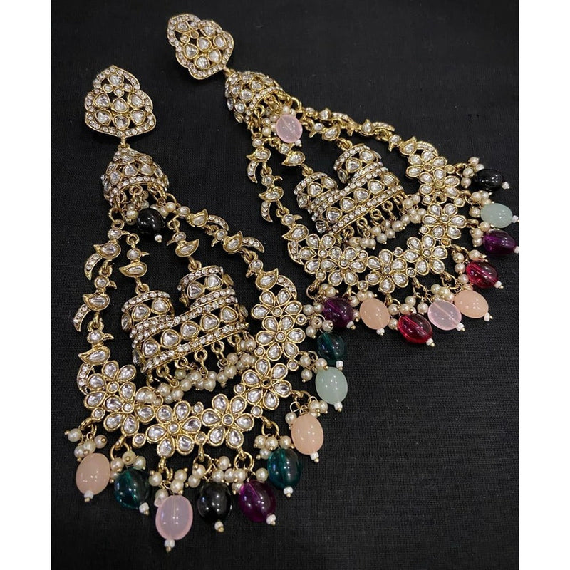 Akruti Collection Gold Plated Kundan And Pearl Dangler Earrings
