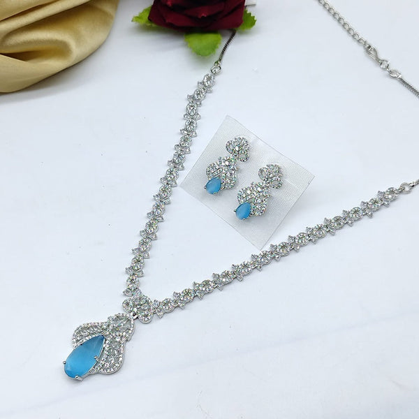 Akruti Collection Silver Plated AD Necklace Set